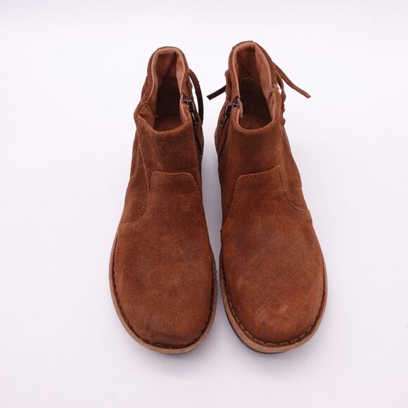 NEW Born Women's Viana Leather Suede Ankle Wedge Booties Brown Size 8 - Picture 2 of 7